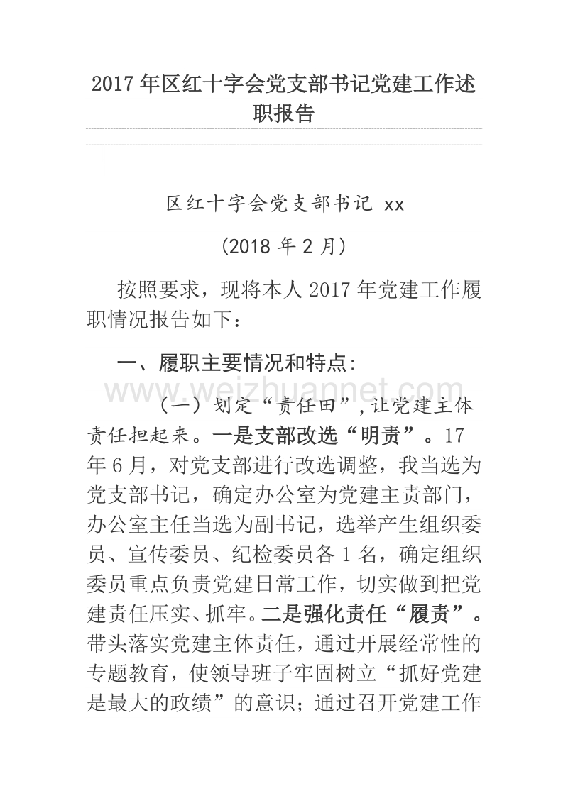 2017年区红十字会党支部书记党建工作述职报告.docx_第1页