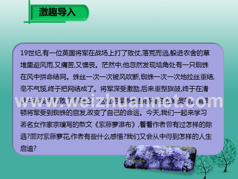 2017七年级语文下册 第五单元 第17课 紫藤萝瀑布课件1 新人教版.ppt_第2页