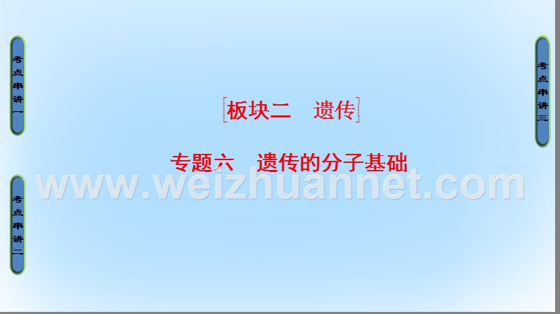 2017届高考生物二轮复习 第1部分 板块2 遗传 专题6 遗传的分子基础课件.ppt_第1页