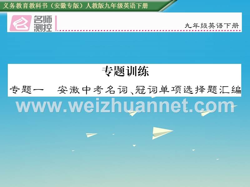 2017中考英语 专题一 安徽中考名词冠词单项选择题汇编课件 人教新目标版.ppt_第1页