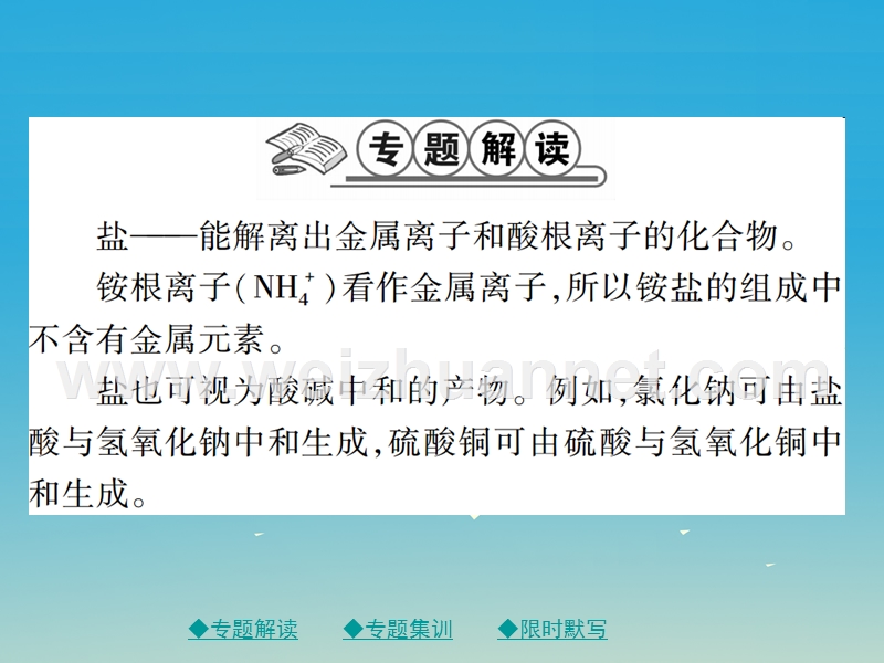 2017届九年级化学下册第十单元酸和碱专题集训盐的组成及其溶解性课件（新版）新人教版.ppt_第2页