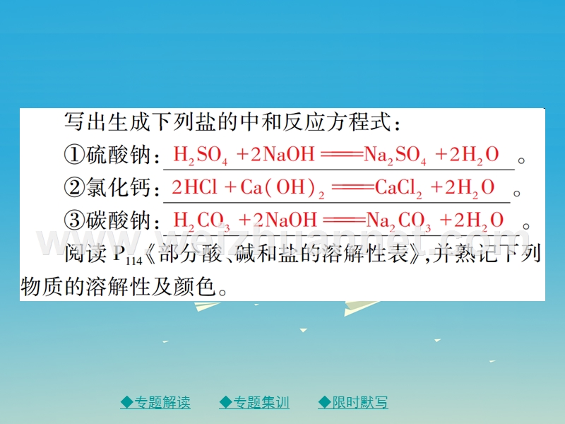 2017届九年级化学下册第十单元酸和碱专题集训盐的组成及其溶解性课件（新版）新人教版.ppt_第3页