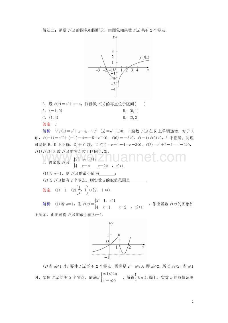 2017届高考数学一轮复习第二章函数的概念及其基本性质2.8函数的零点与方程的根对点训练理.doc_第2页