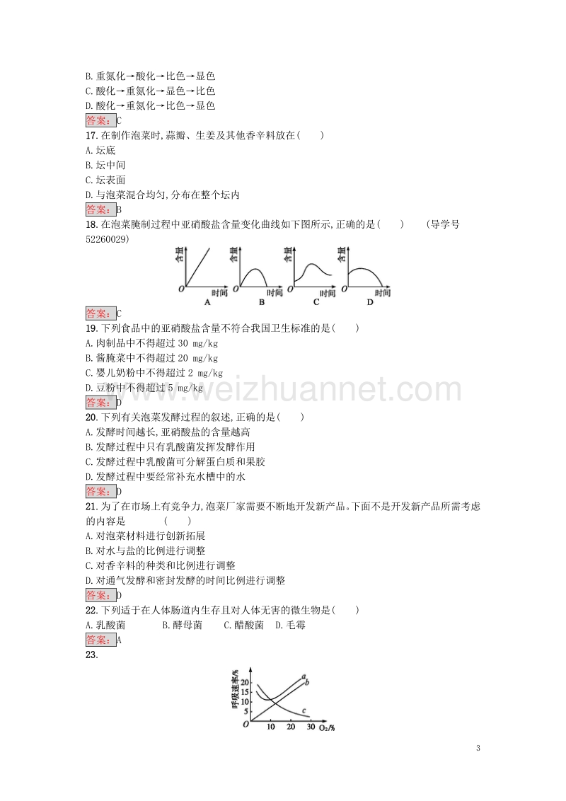 2017届高中生物专题1传统发酵技术的应用过关检测新人教版选修1.doc_第3页