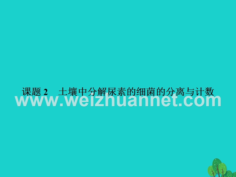 2017届高中生物专题2微生物的培养与应用课题2土壤中分解尿素的细菌的分离与计数课件新人教版选修1.ppt_第1页