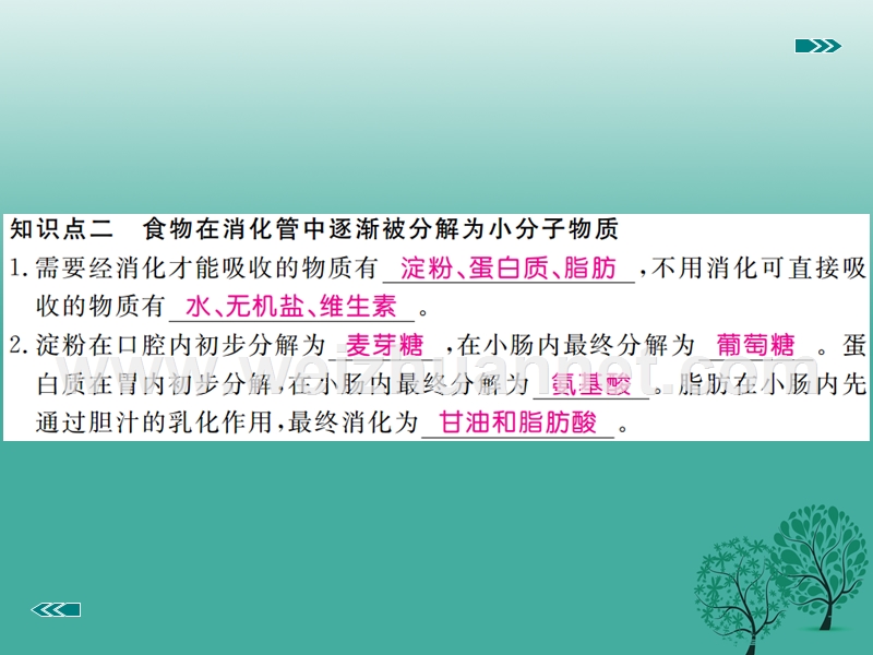 2017届七年级生物下册第8章第2节食物的消化和营养物质的吸收课件（新版）北师大版.ppt_第3页