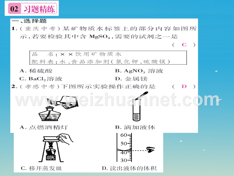 【名校课堂】2017年春九年级化学下册 专题复习（二）实验与探究习题课件 （新版）新人教版.ppt_第2页
