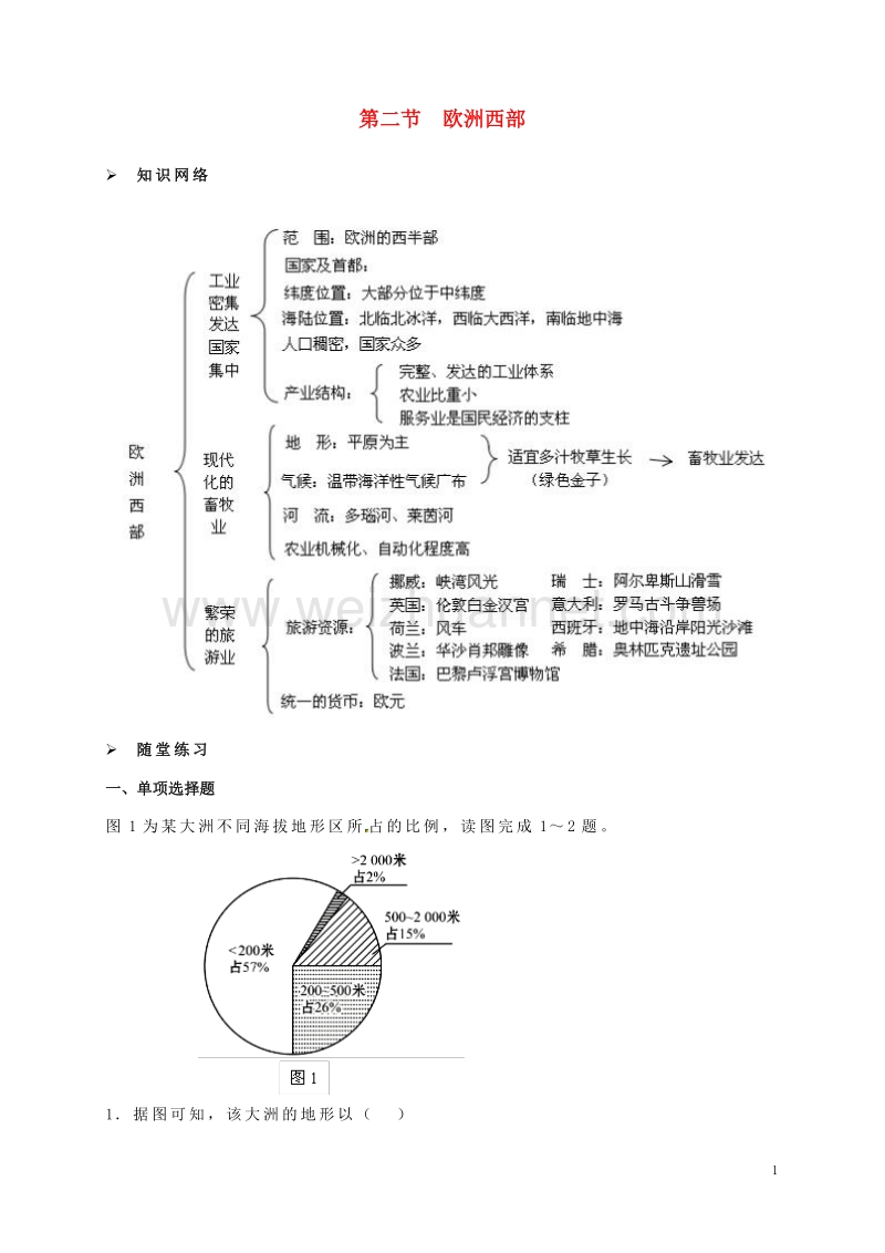 2017年七年级地理下册 8.2 欧洲西部学案（无答案） 新人教版.doc_第1页