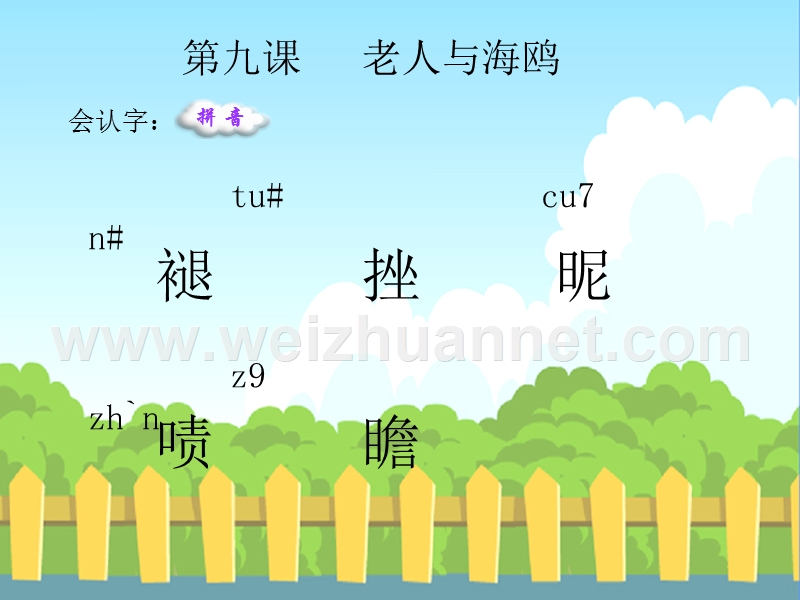 9-老人与海鸥-生字词学习.pps_第1页