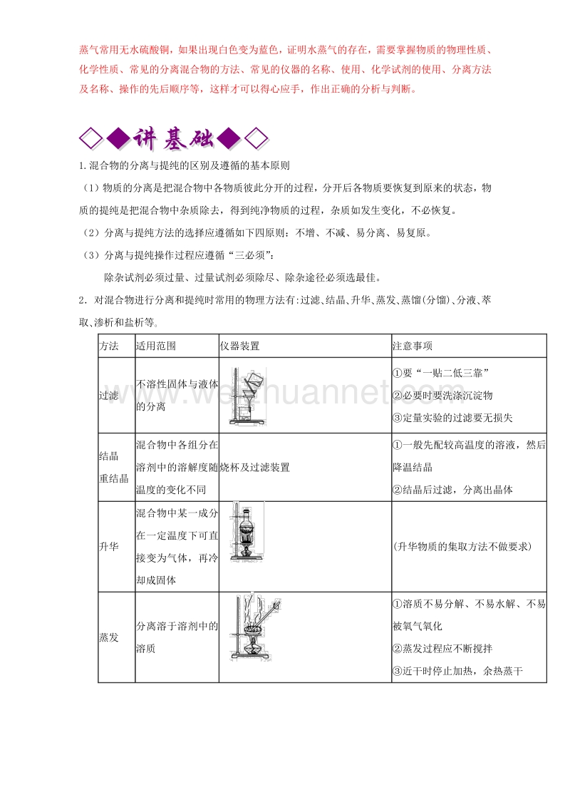 2017届高考化学二轮复习专题16物质的分离、提纯与制备（讲）（含解析）.doc_第3页