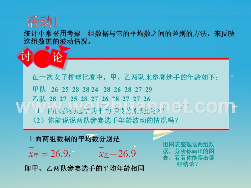 2017届八年级数学下册20.2数据的波动程度（第1课时）课件（新版）新人教版.ppt_第3页