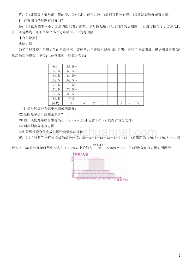 2017年七年级数学下册 10.2 直方图学案 （新版）新人教版.doc_第2页