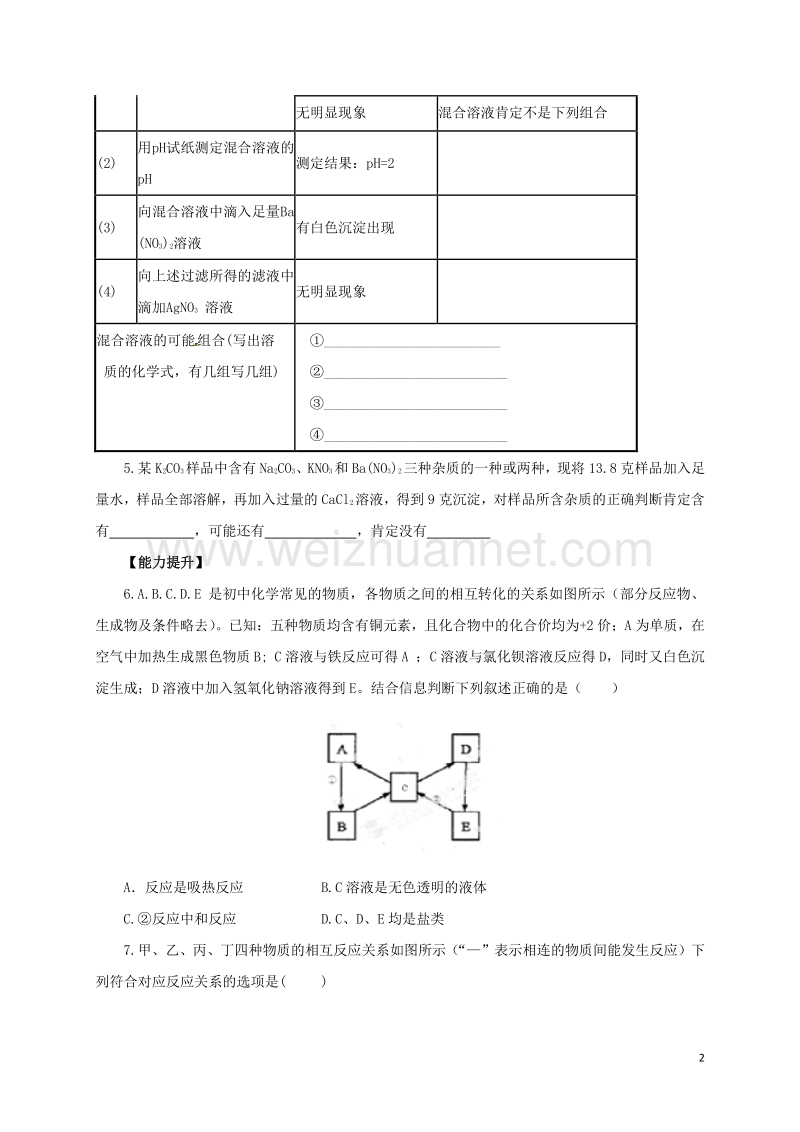 2017年中考化学二轮复习专题突破专题5物质推断题对点精练.doc_第2页