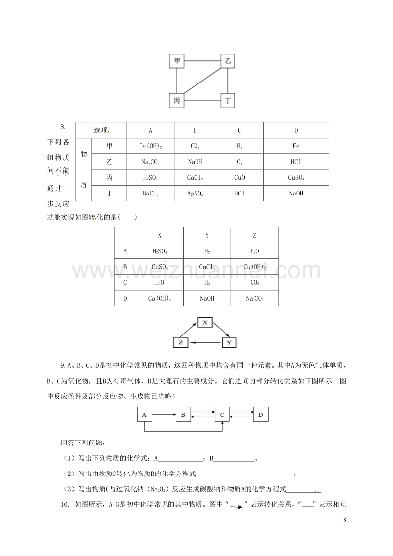 2017年中考化学二轮复习专题突破专题5物质推断题对点精练.doc_第3页