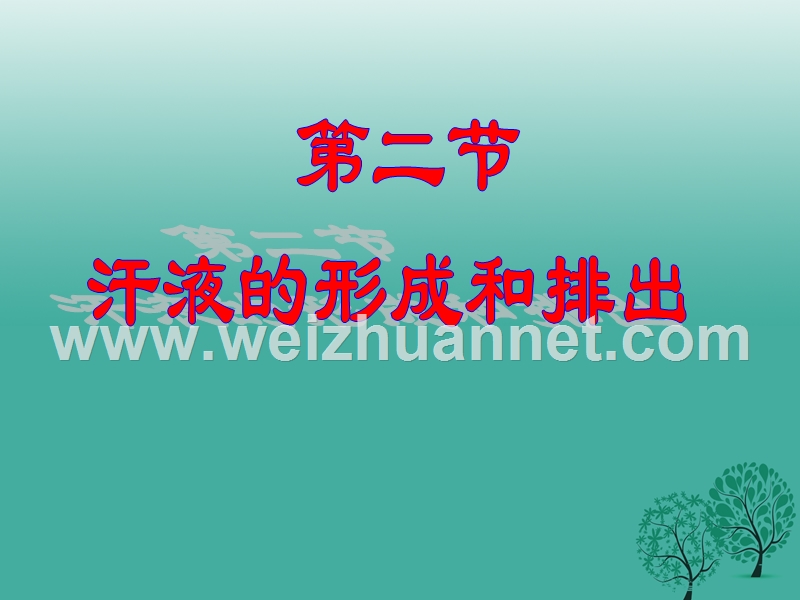 八年级生物上册 第四单元 第五章 第二节 汗液的形成和排出课件 鲁科版.ppt_第1页