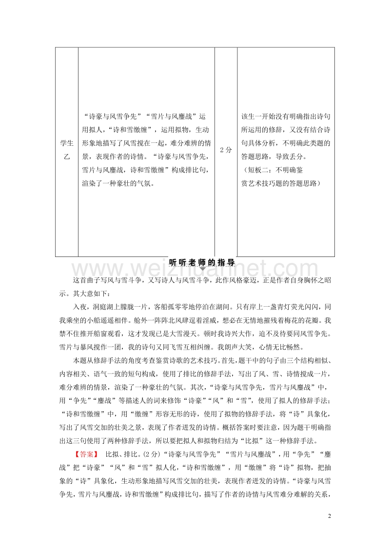 【课堂新坐标】（江苏专版）2017高考语文二轮复习与策略 高考第3大题 古诗词鉴赏 考点5 鉴赏艺术技巧.doc_第2页