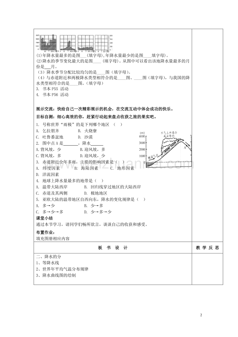 七年级地理上册 3.3.2 降水的变化与分布导学案（无答案） 新人教版.doc_第2页