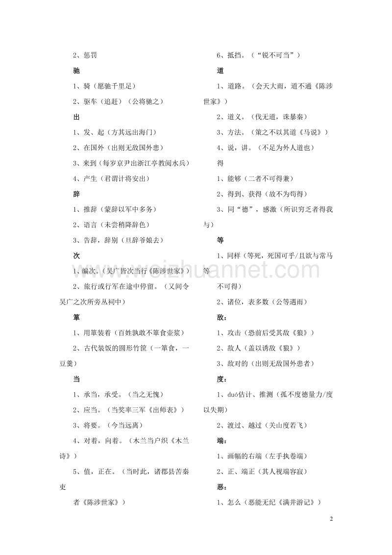 【掌控中考】（贵州专版）2017中考中考语文总复习 专项复习资料 全六册文言实词及古今异义汇总素材 新人教版.doc_第2页