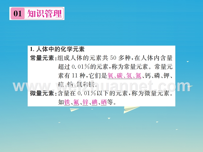 【名校课堂】2017年春九年级化学下册 第十二单元 化学与生活 课题2 化学元素与人体健康习题课件 （新版）新人教版.ppt_第2页