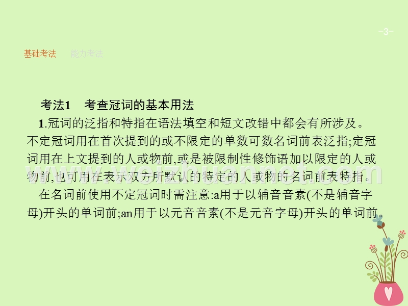 （福建专用）2018年高考英语总复习 语法专题 一 冠词与代词课件 北师大版.ppt_第3页