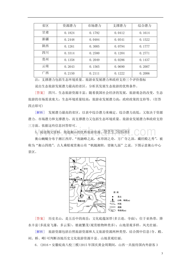 2018年高考地理 旅游地理 第4讲 旅游开发与保护和做一个合格的现代游客精确复习练案 选修3.doc_第3页