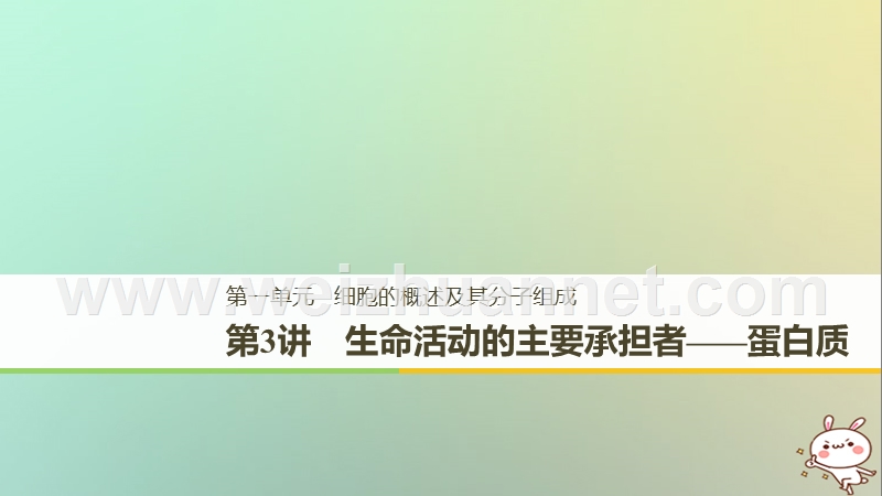 2018高考生物一轮复习 第1单元 细胞的概述及其分子组成 第3讲 生命活动的主要承担者——蛋白质课件.ppt_第1页