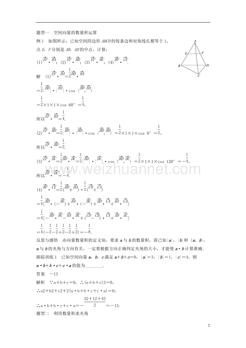 2018版高中数学 第3章 空间向量与立体几何 3.1.5 空间向量的数量积学案 苏教版选修2-1.doc_第2页