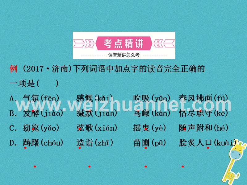 （济南专版）2018年中考语文总复习 专题一 字音课件.ppt_第2页