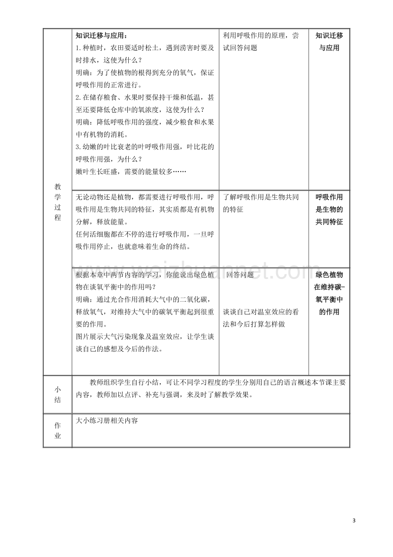 七年级生物上册3.5.2绿色植物的呼吸作用教案新版新人教版20170811268.doc_第3页