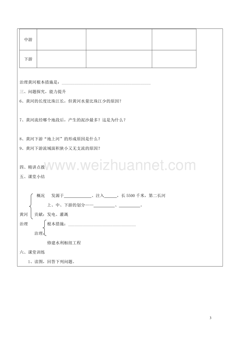 2017八年级地理上册2.3河流黄河的开发与治理学案1无答案新版新人教版20170814171.doc_第2页