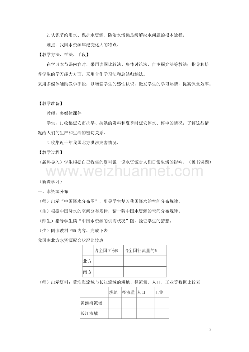 八年级地理上册 3.2节约和保护水资源教案 （新版）商务星球版.doc_第2页