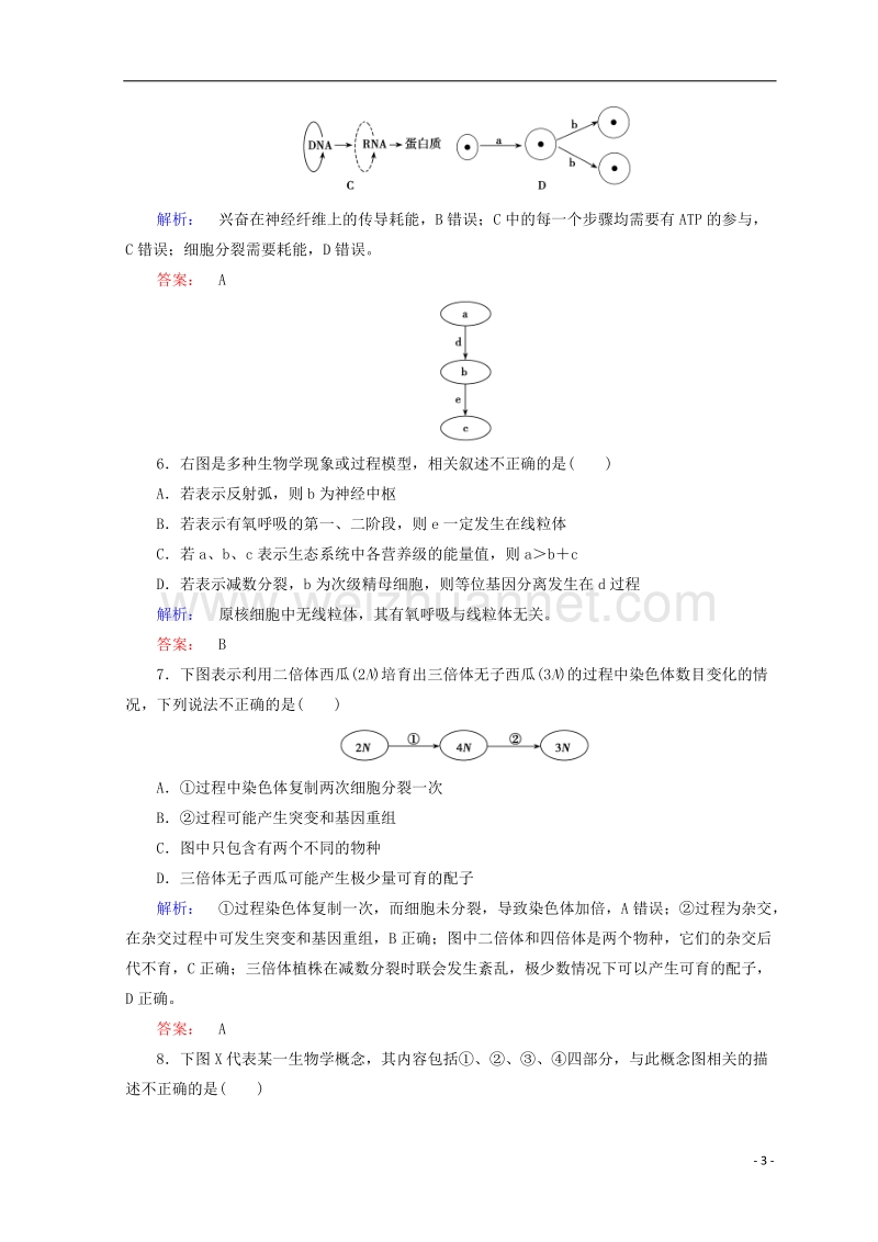 2018届高考生物二轮复习 第二部分 科学专项提能 专项二 掌握六类热考题型 把握高考解题技巧 题型专练（一）概念模型类.doc_第3页