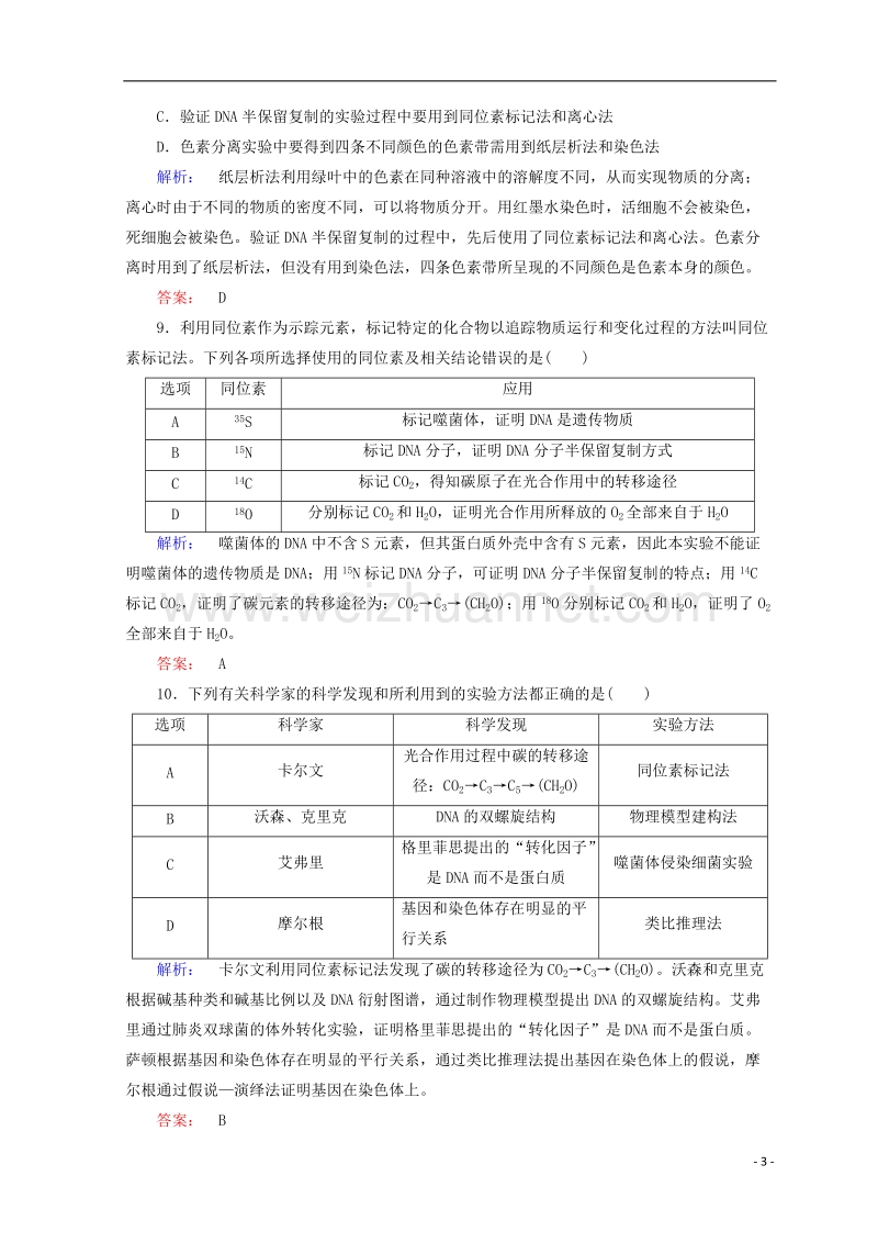 2018届高考生物二轮复习 第二部分 科学专项提能 专项二 掌握六类热考题型 把握高考解题技巧 题型专练（六）史实方法类.doc_第3页