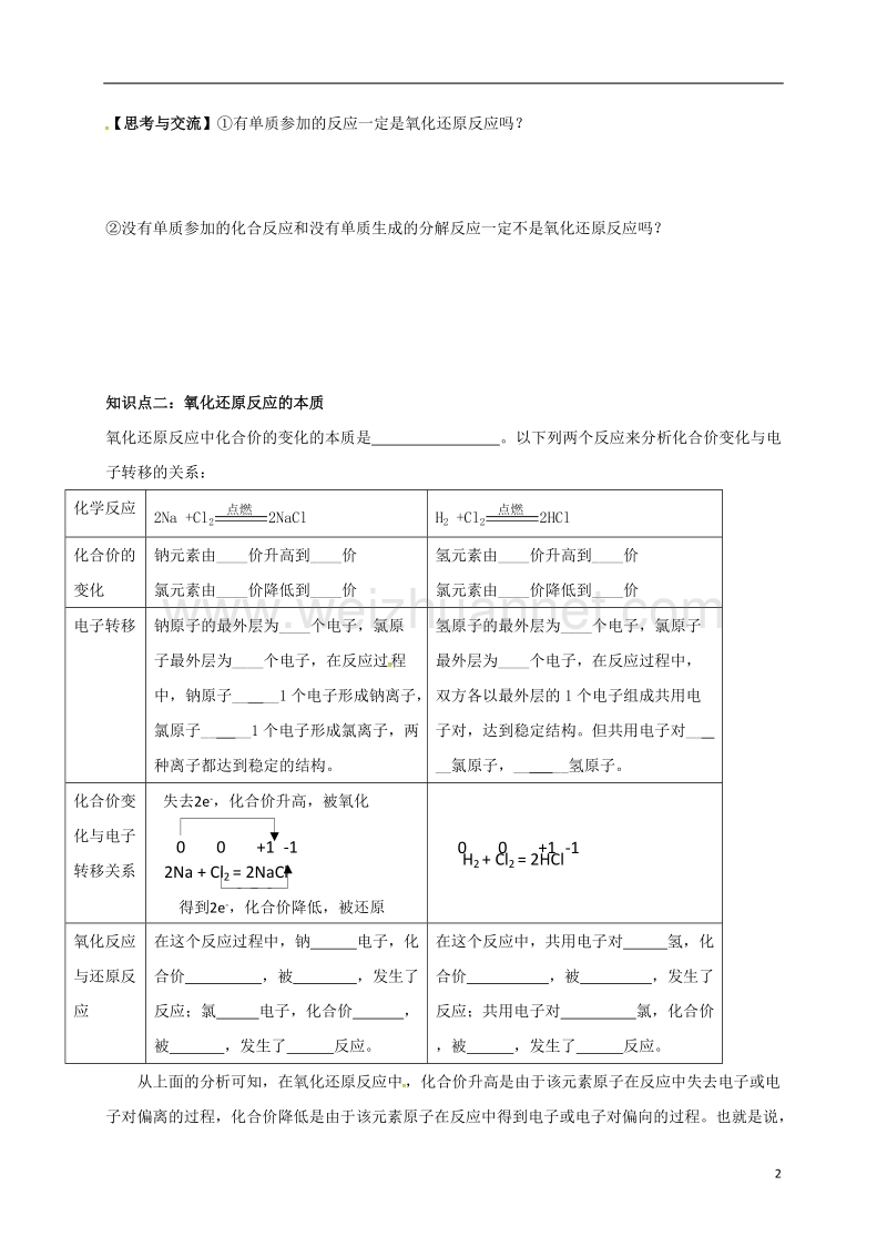 湖北省宜昌市高中化学 第二章 化学物质及其变化 2.3.3 氧化还原反应的判断学案 新人教版必修1.doc_第2页