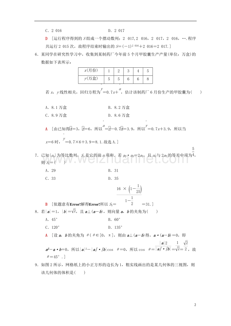 2018版高考数学二轮复习 小题提速练10“12选择＋4填空”80分练 文.doc_第2页