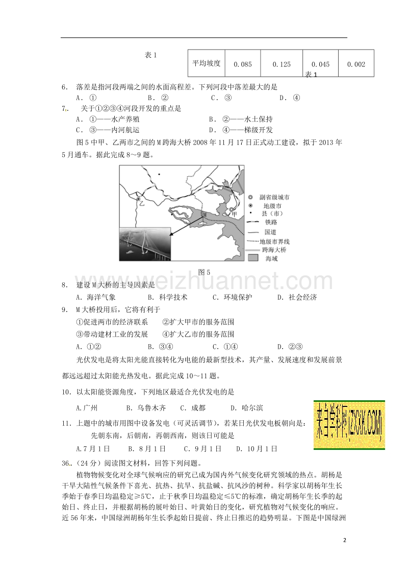 福建省厦门市2018届高三文综地理部分下学期第一次开学考试试题.doc_第2页