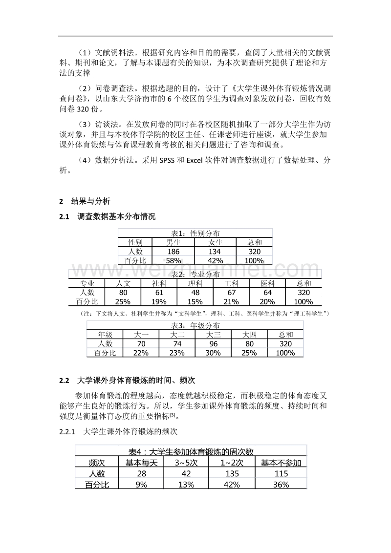 社会调查报告范文--大学生课外体育锻炼情况调查.doc_第2页