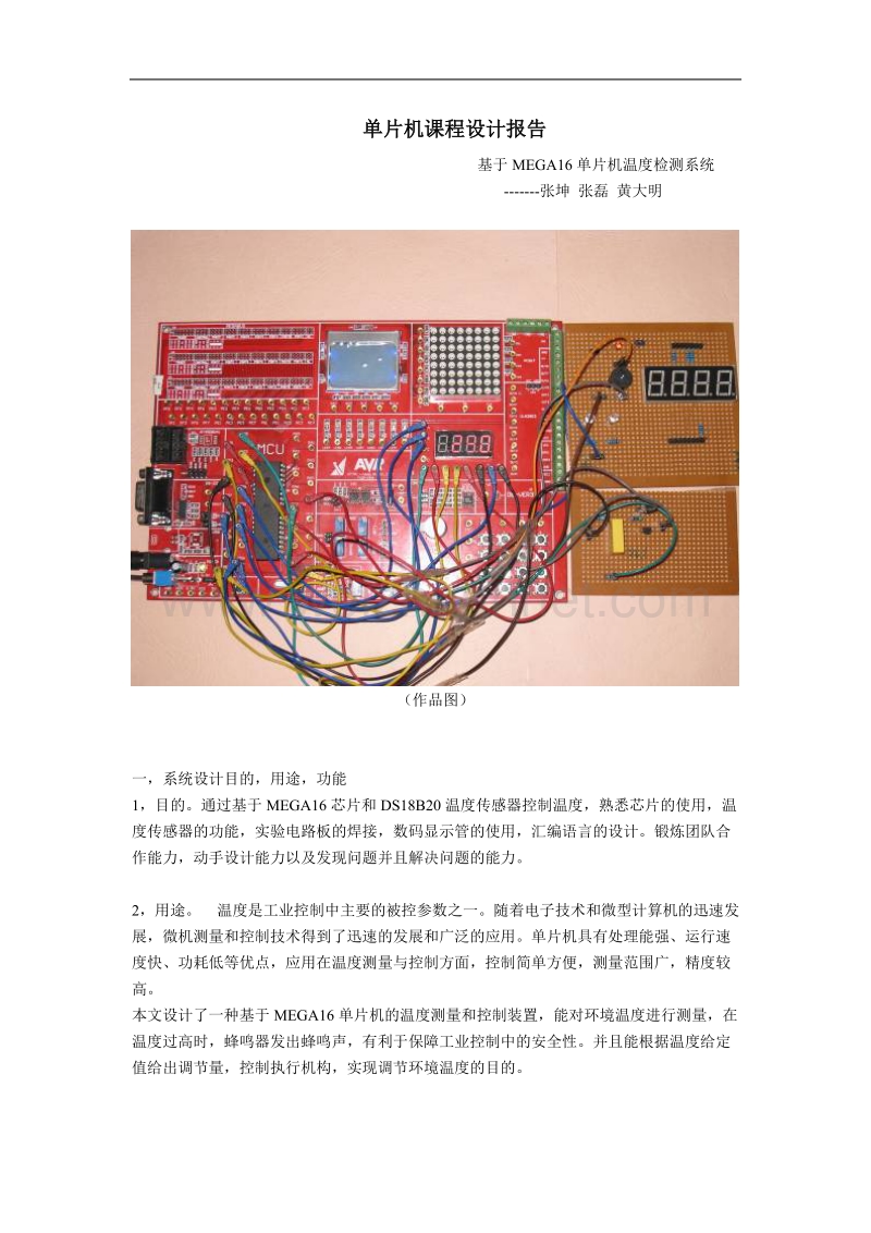 单片机课程设计报告 - avr与虚拟仪器.doc_第1页