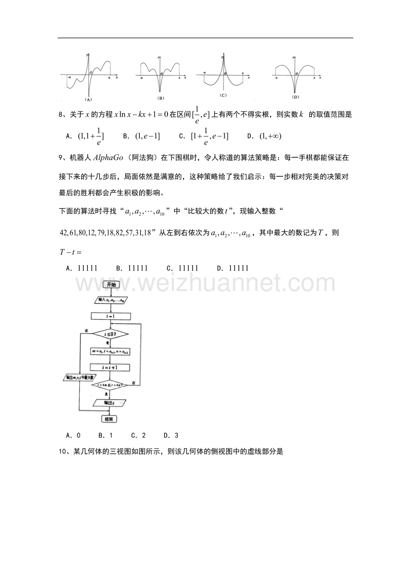 福建省泉州市2017届高三下学期高中毕业班3月质量检测理科数学试卷-word版含答案.doc_第2页