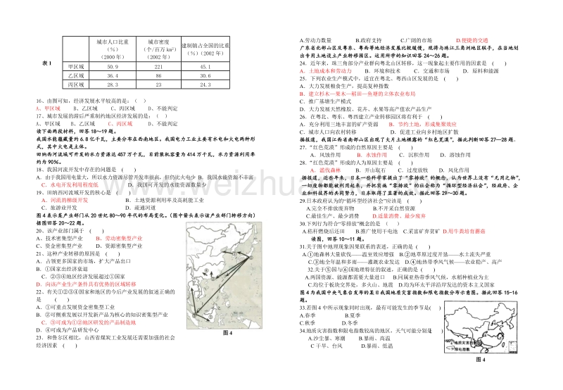 高中地理必修三期末考试试题(含答案).doc_第2页