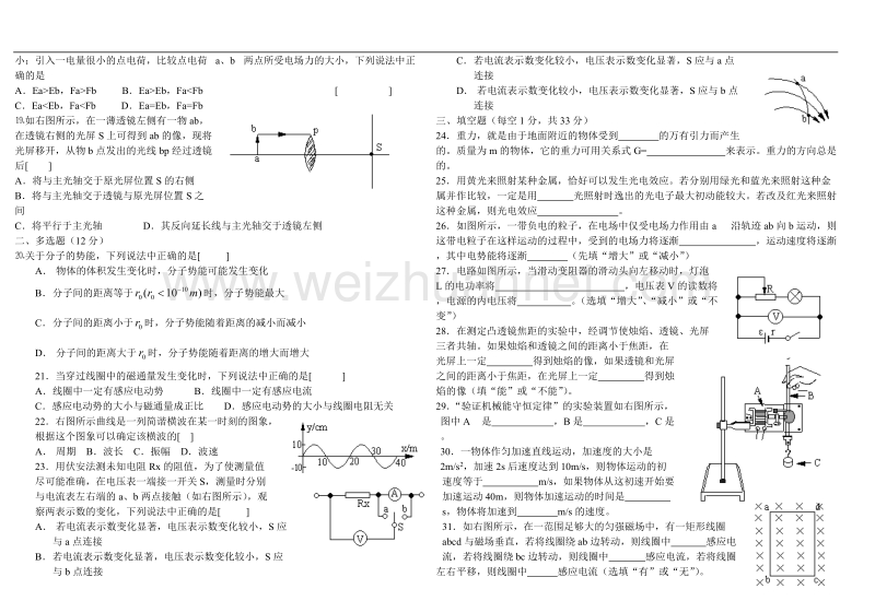 贵州省2001届普通高中毕业会考试卷(物理).doc_第2页