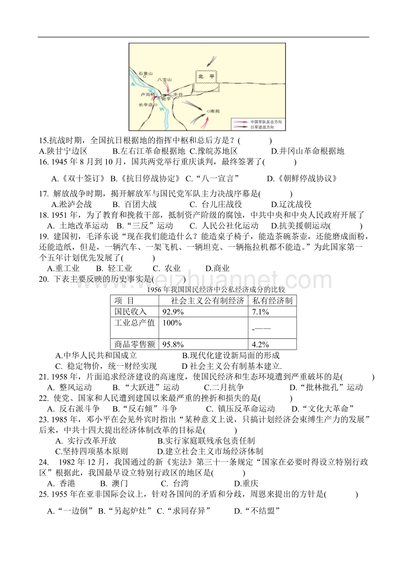 普通高中毕业会考历史试题.doc_第2页