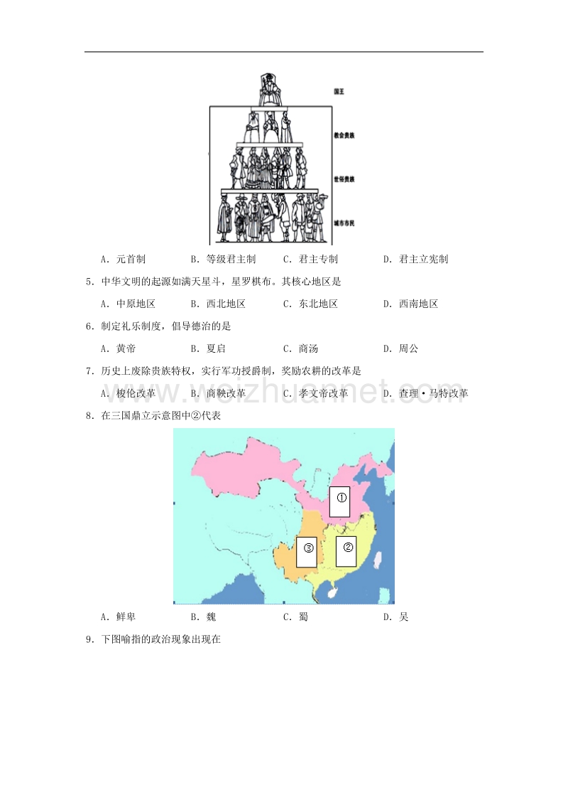 2015年上海市普通高中学业水平考试历史试卷-word版含答案.doc.doc_第2页