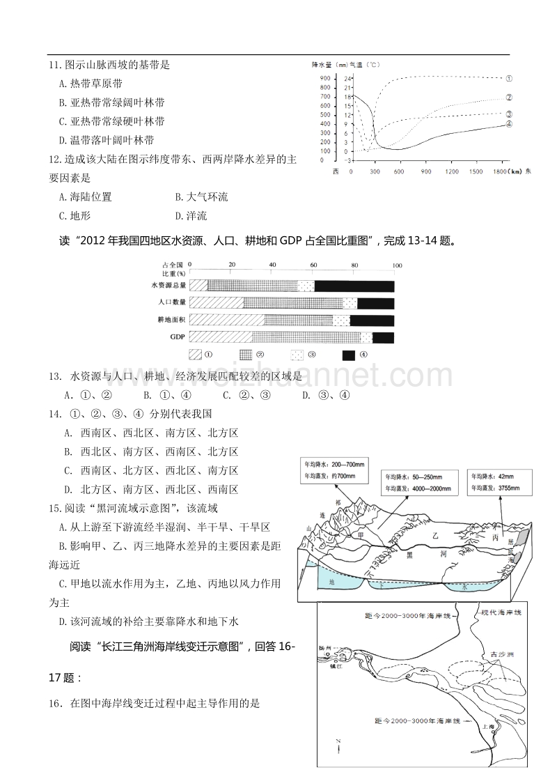 2016届高三地理模拟考试试卷01.doc_第3页