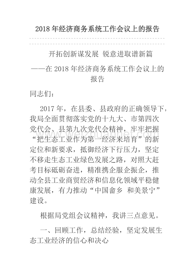 2018年经济商务系统工作会议上的报告.docx_第1页