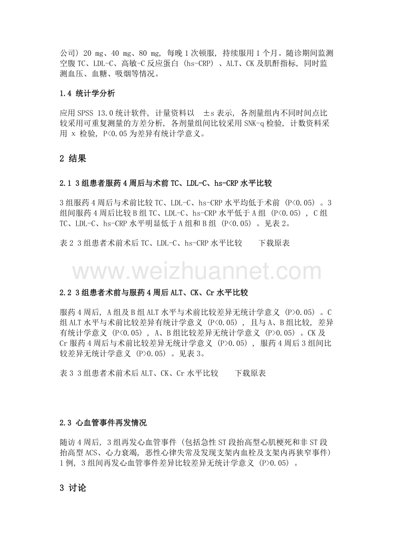 不同剂量阿托伐他汀对冠心病介入患者调脂、抗炎和安全性研究.doc_第3页