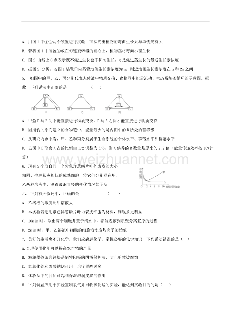 2016年河北省衡水中学高三模拟冲刺试卷理综试卷.doc_第2页