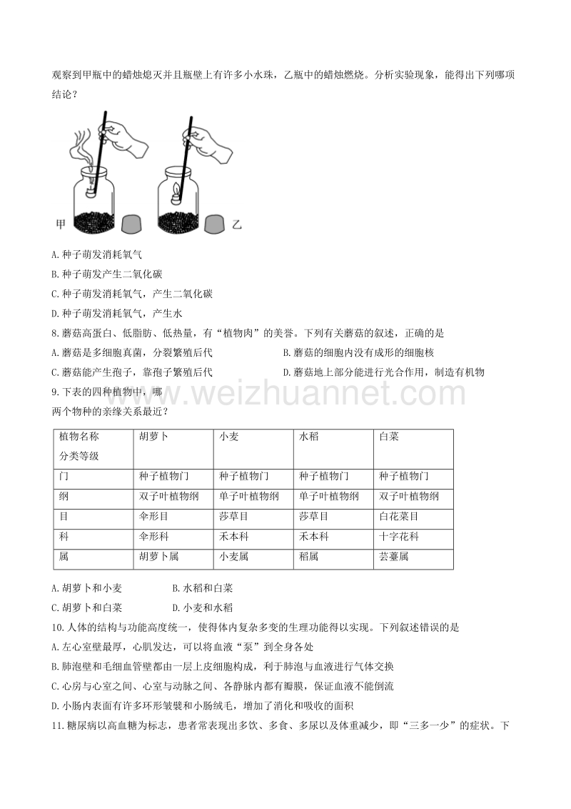 山东省东营市2017年中考生物试题(精校word版-含答案).doc_第2页