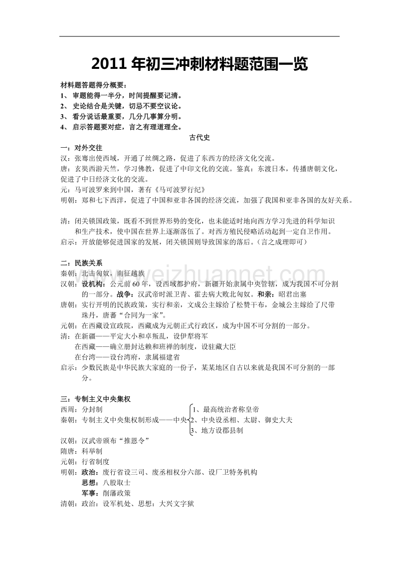 2011中考重点历史知识整理.doc_第1页