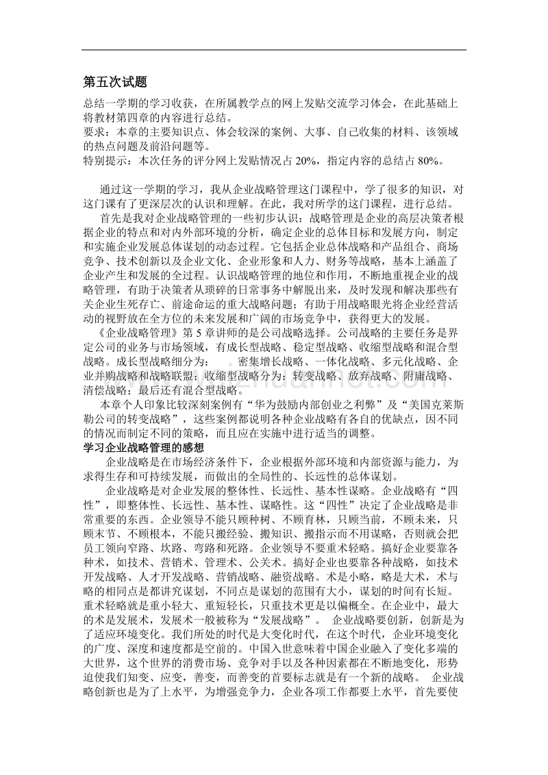 企业战略管理——第五次试题.doc_第1页